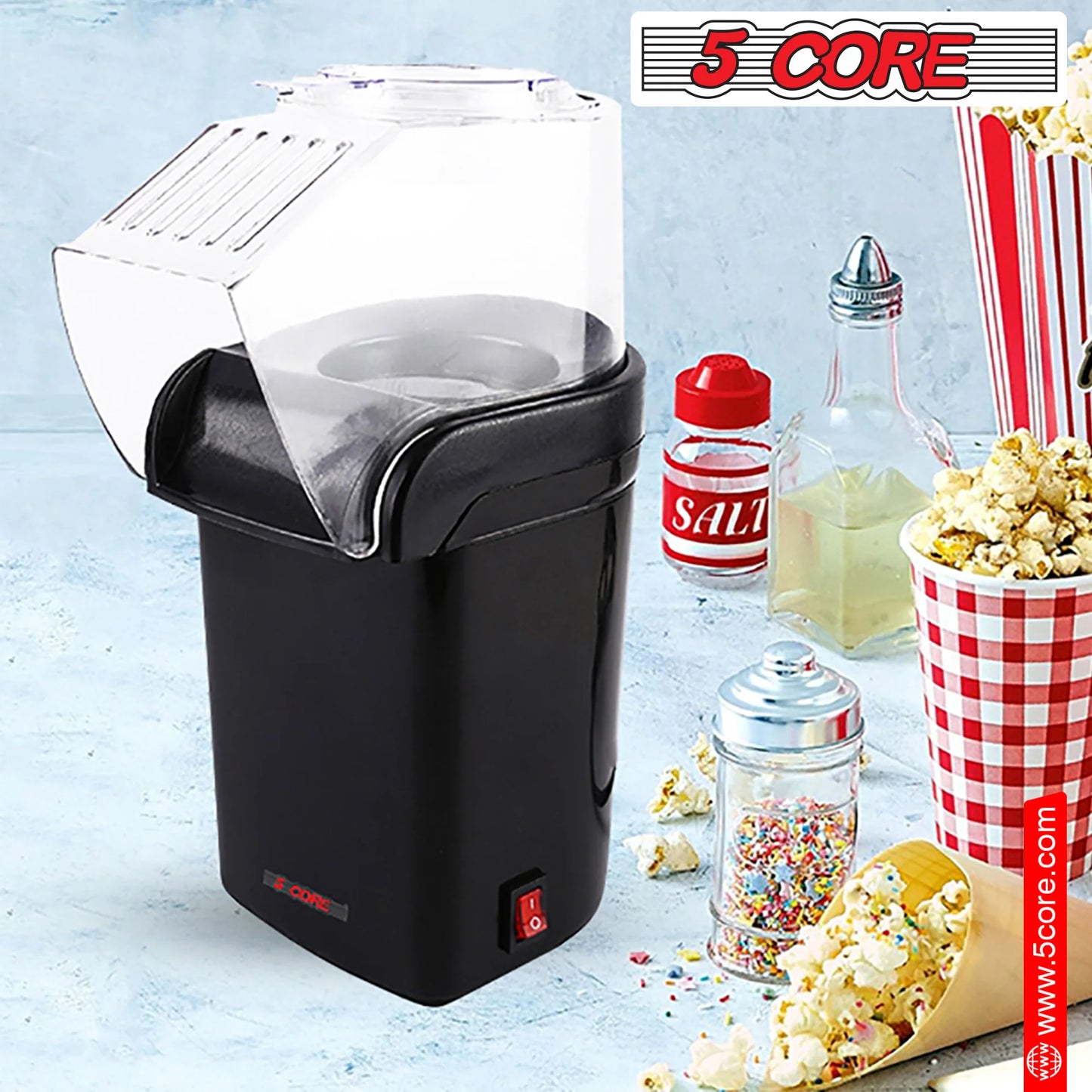 Popcorn Machine Hot Air Popper - Oil-Free, BPA-Free, 16 Cups