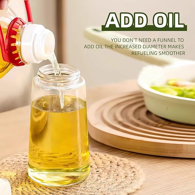 2-in-1 Olive Oil Dispenser – Oil Sprayer for Cooking & Baking with Brush