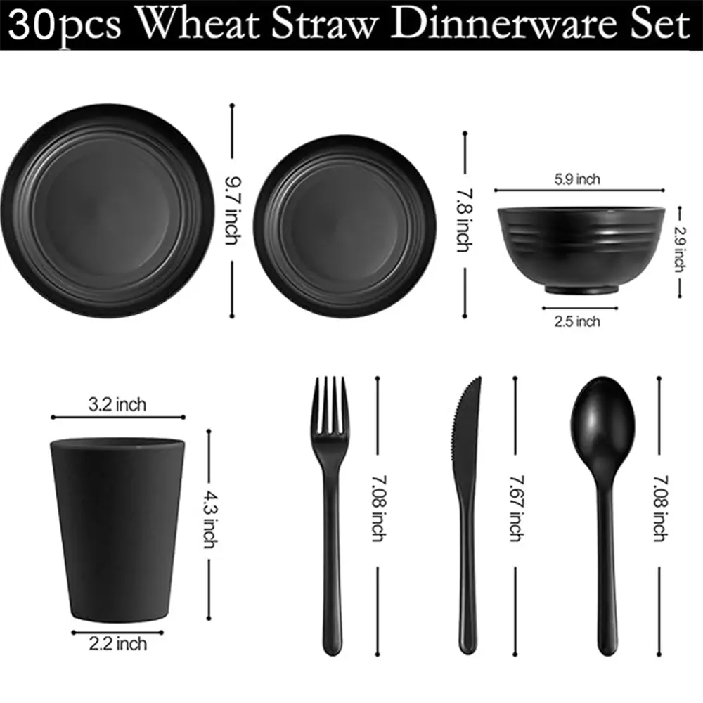 Black Dinnerware Set 30-Piece