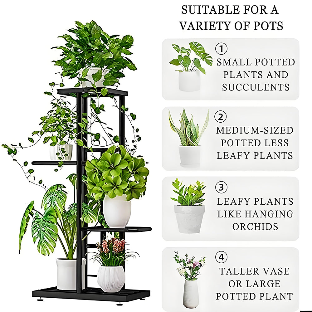 Metal Flower Pot Rack - Rustic Vintage Indoor/Outdoor Shelf