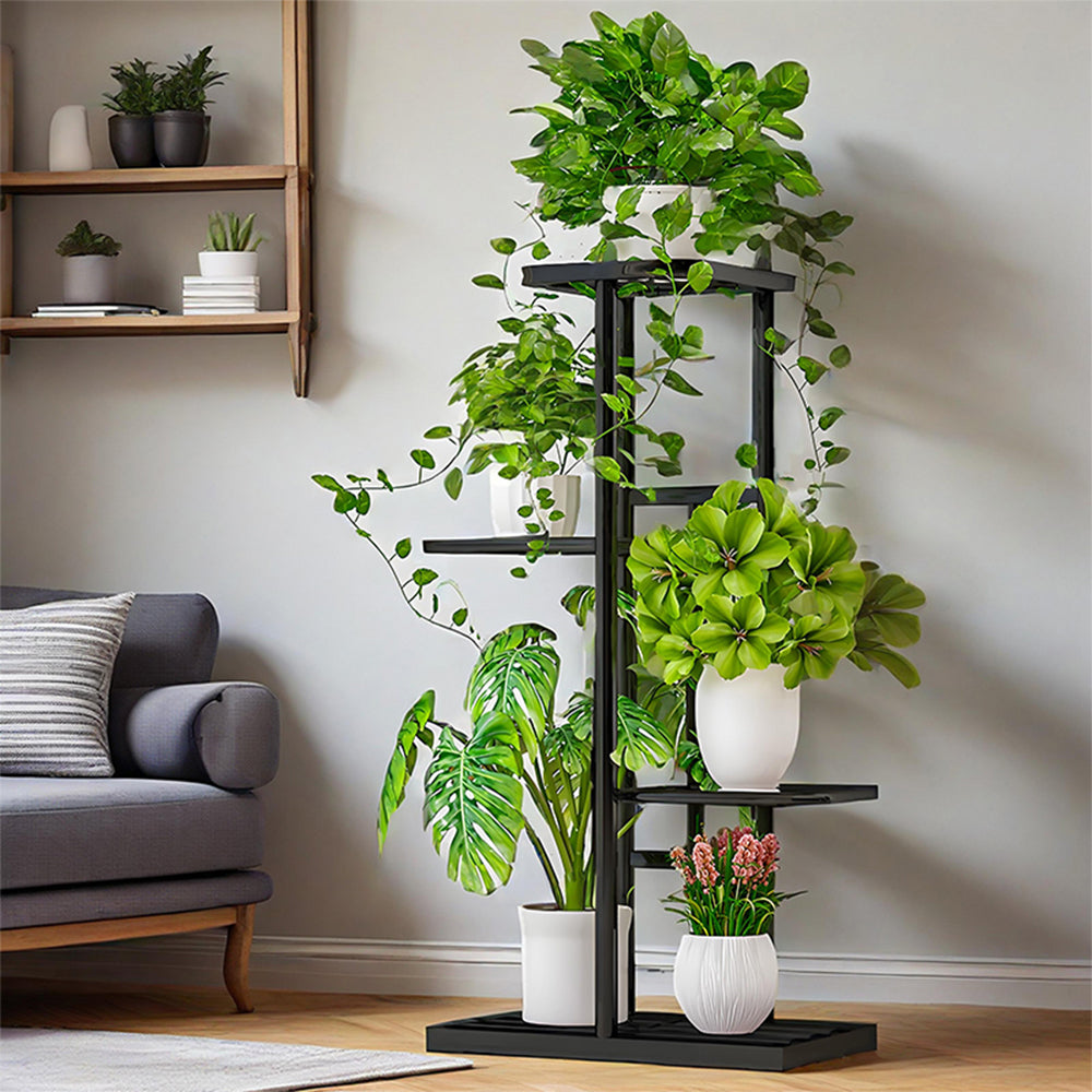 Metal Flower Pot Rack - Rustic Vintage Indoor/Outdoor Shelf