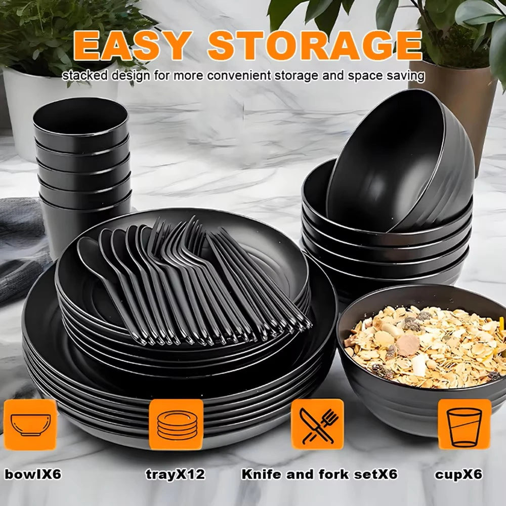 Black Dinnerware Set 30-Piece