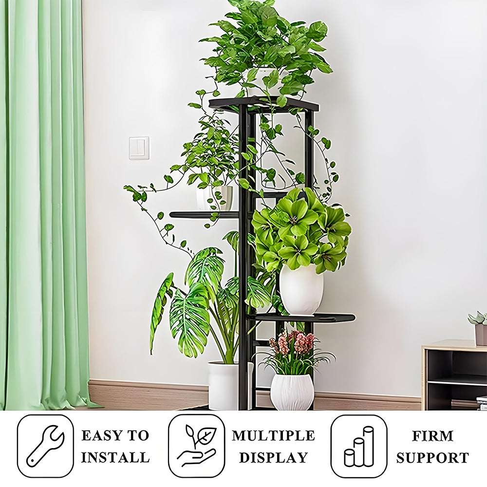 Metal Flower Pot Rack - Rustic Vintage Indoor/Outdoor Shelf