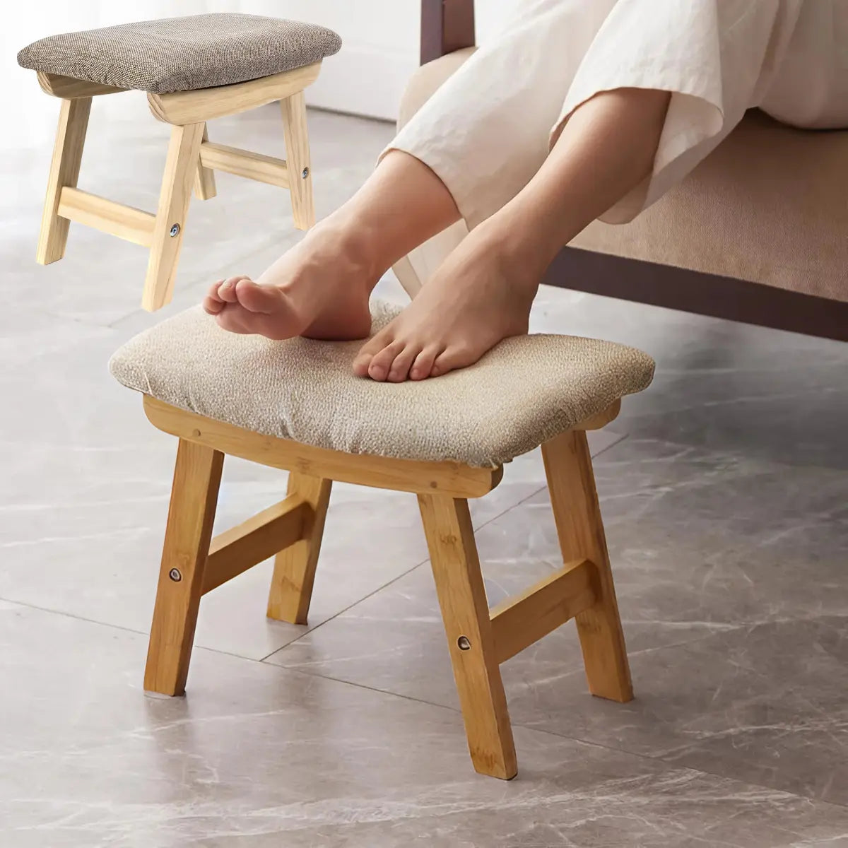 Vanity Seat - Step Foot Stool - Ottoman Foot Rest