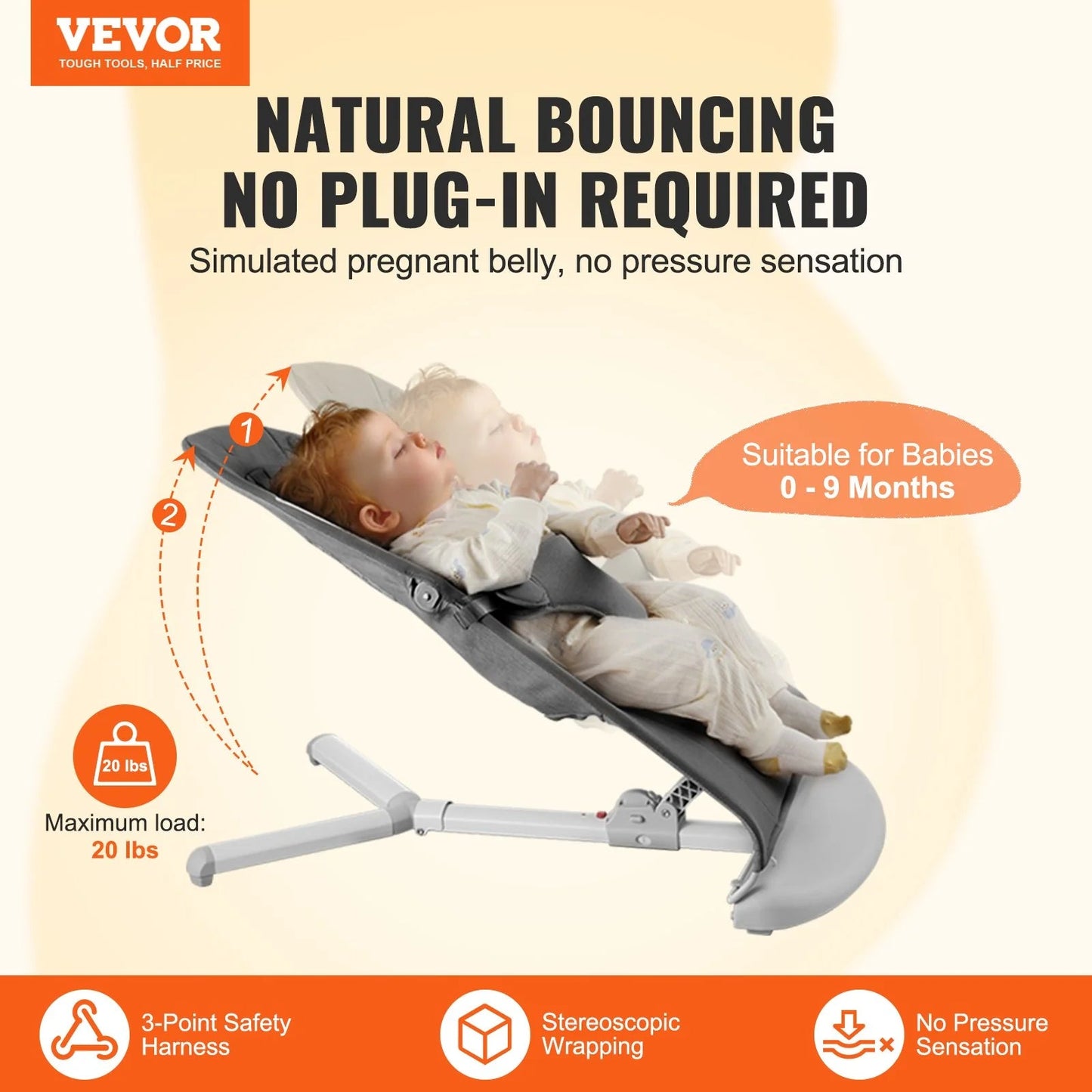 Portable Baby Chair & Bouncer – 2 Reclining Angles for Comfort