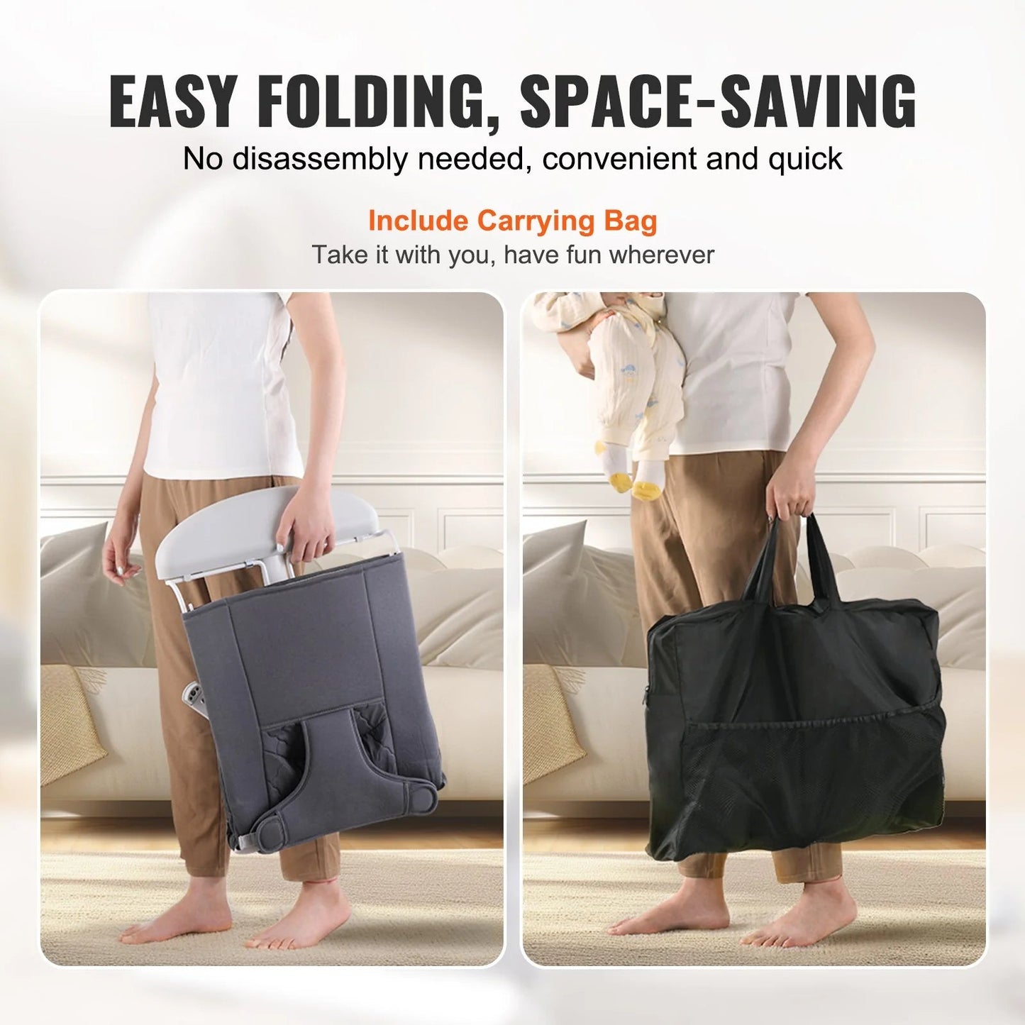 Portable Baby Chair & Bouncer – 2 Reclining Angles for Comfort