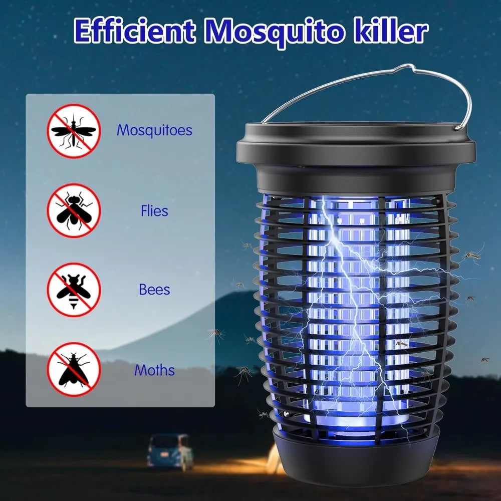 Solar Bug Zapper 4500V Mosquito Killer Lamp - Indoor/Outdoor