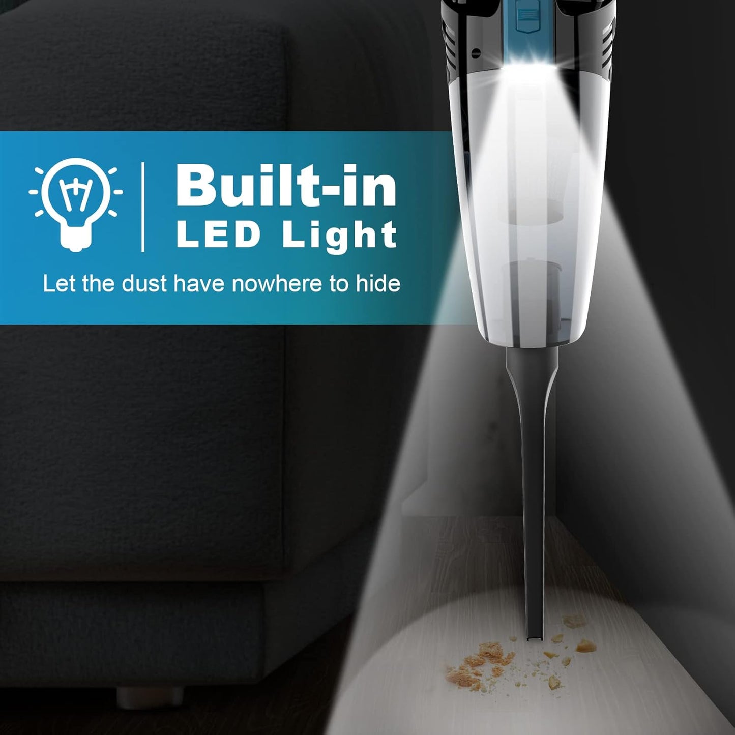 Cordless Car Vacuum: High Power Suction & LED Light