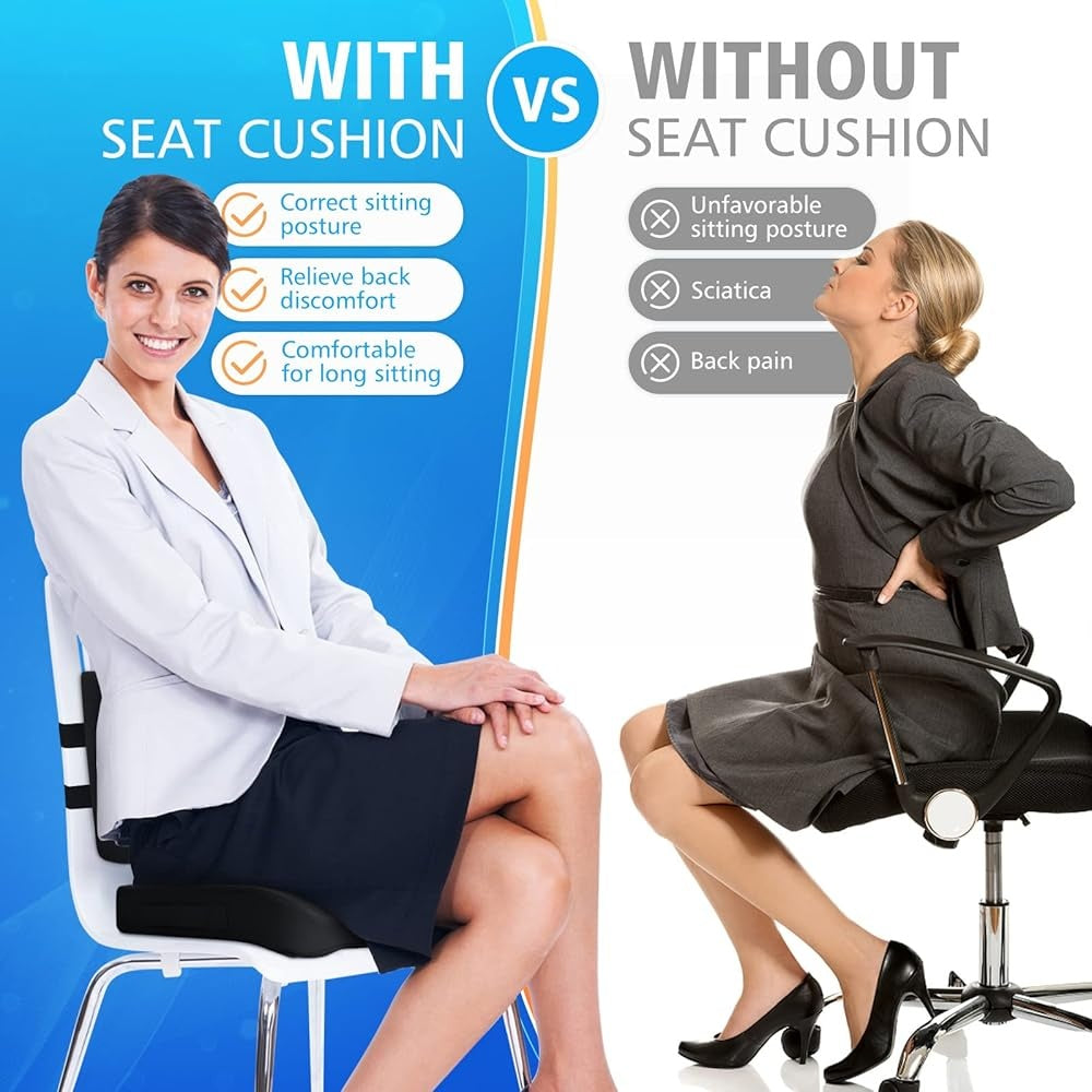 Memory Foam Seat Cushion & Lumbar Support Pillow Set