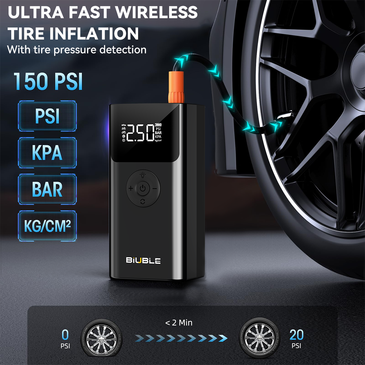8000A Car Jump Starter & Power Bank with 150PSI Air Pump
