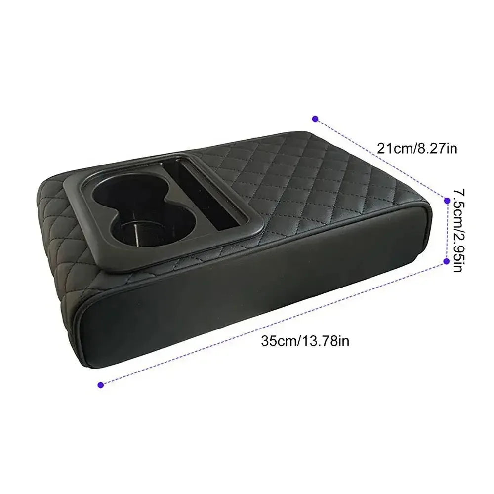 Car Console Cushion - Waterproof Armrest with Cup Holder