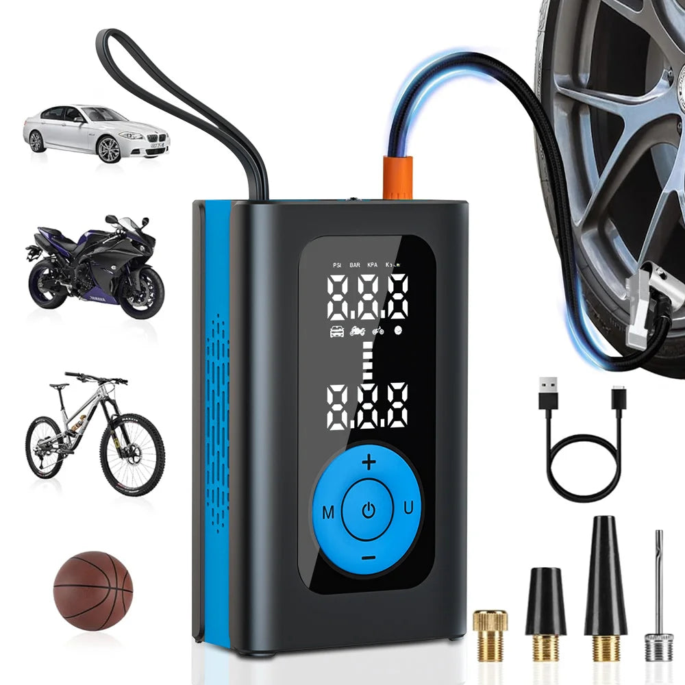 Portable Air Compressor: Mini Tire Inflator & Vacuum Pump