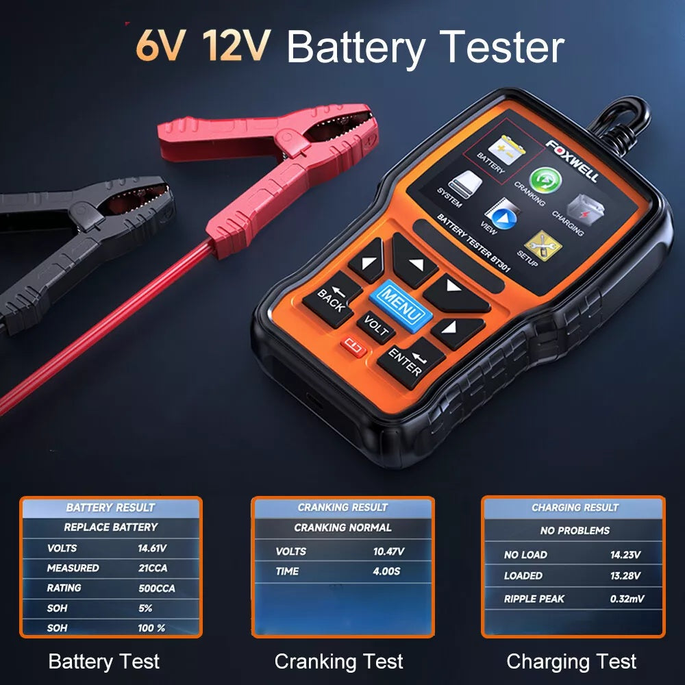 Car Battery Tester 6V 12V - FOXWELL BT301 Digital Analyzer