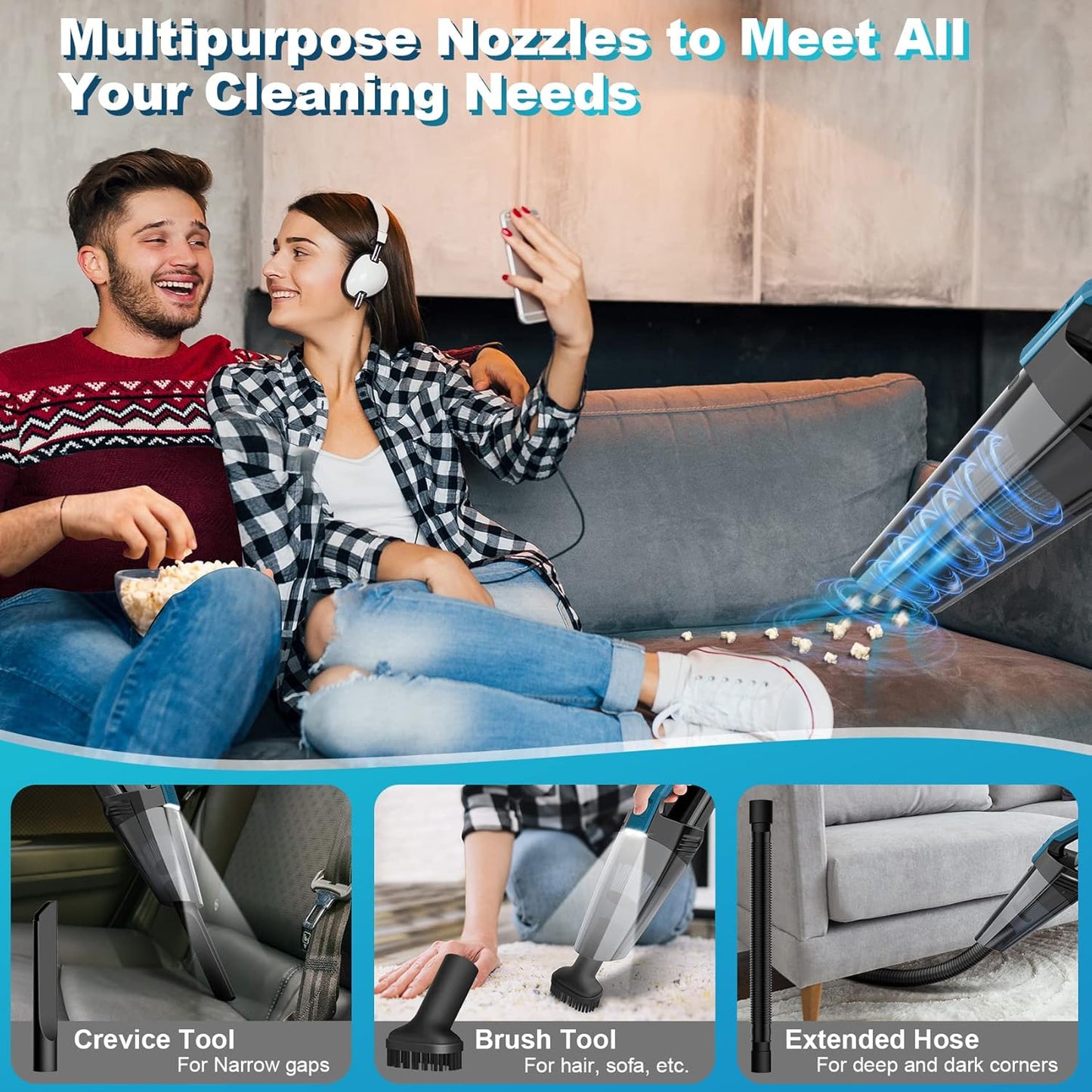 Cordless Car Vacuum: High Power Suction & LED Light