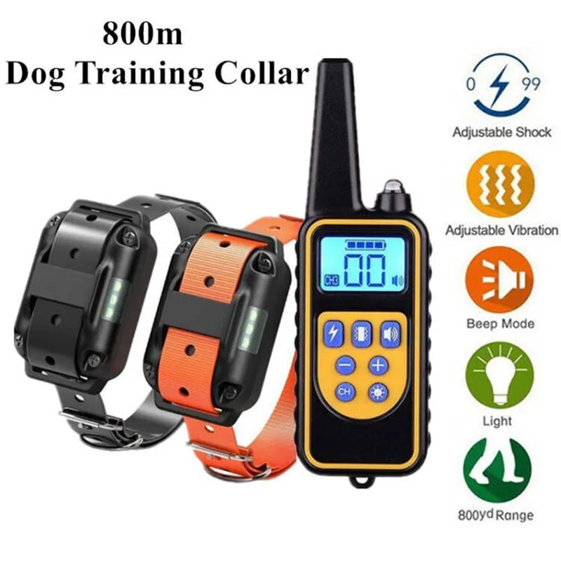 Rechargeable Dog Training Collar - 800m Remote, Waterproof
