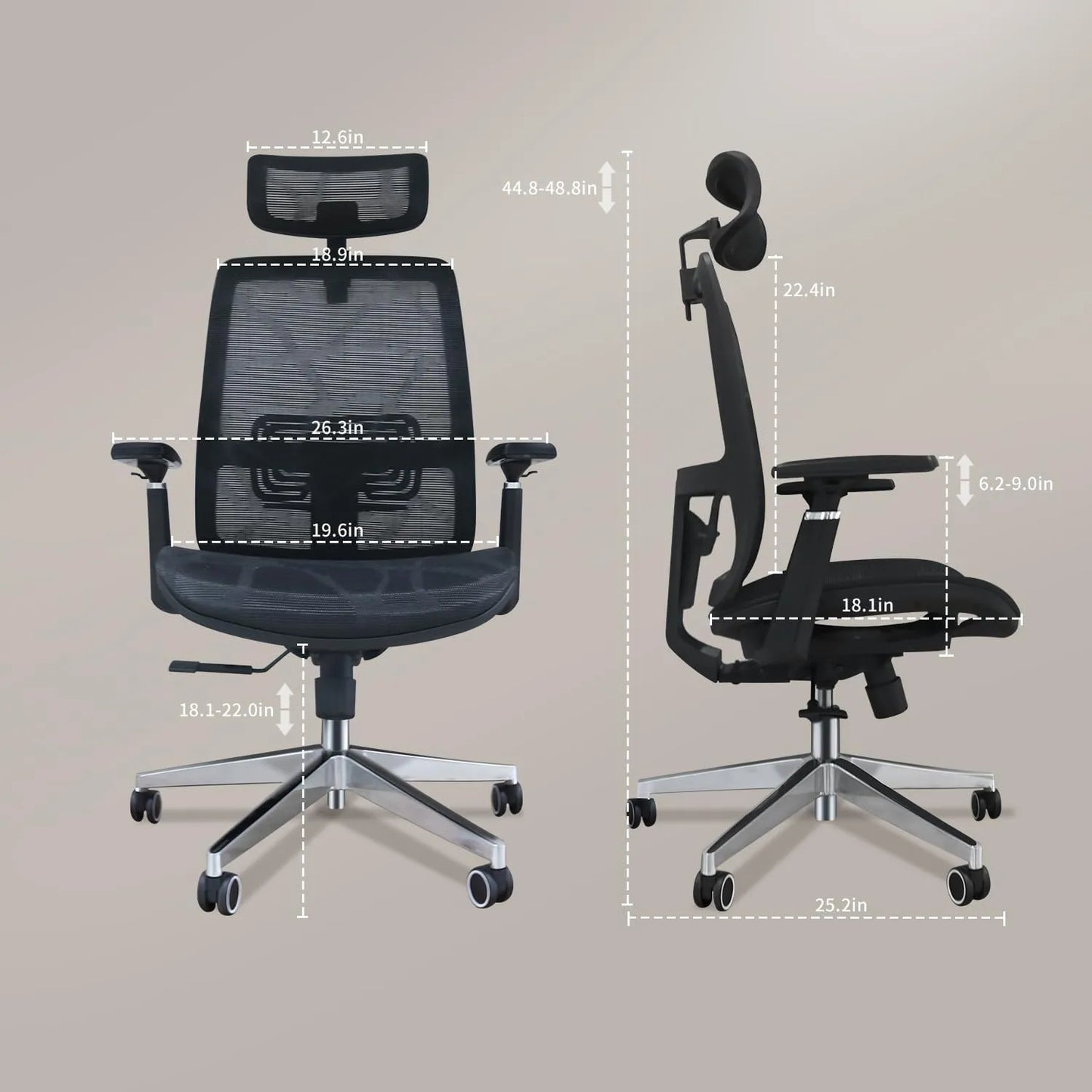 Ergonomic Mesh Office Chair - Adjustable Lumbar Support