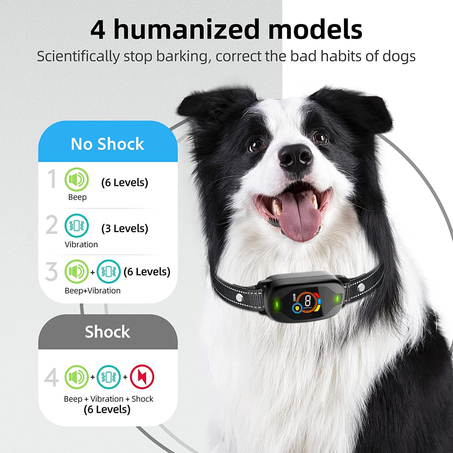 Anti Bark Collar: Rechargeable, Waterproof Dog Training Device