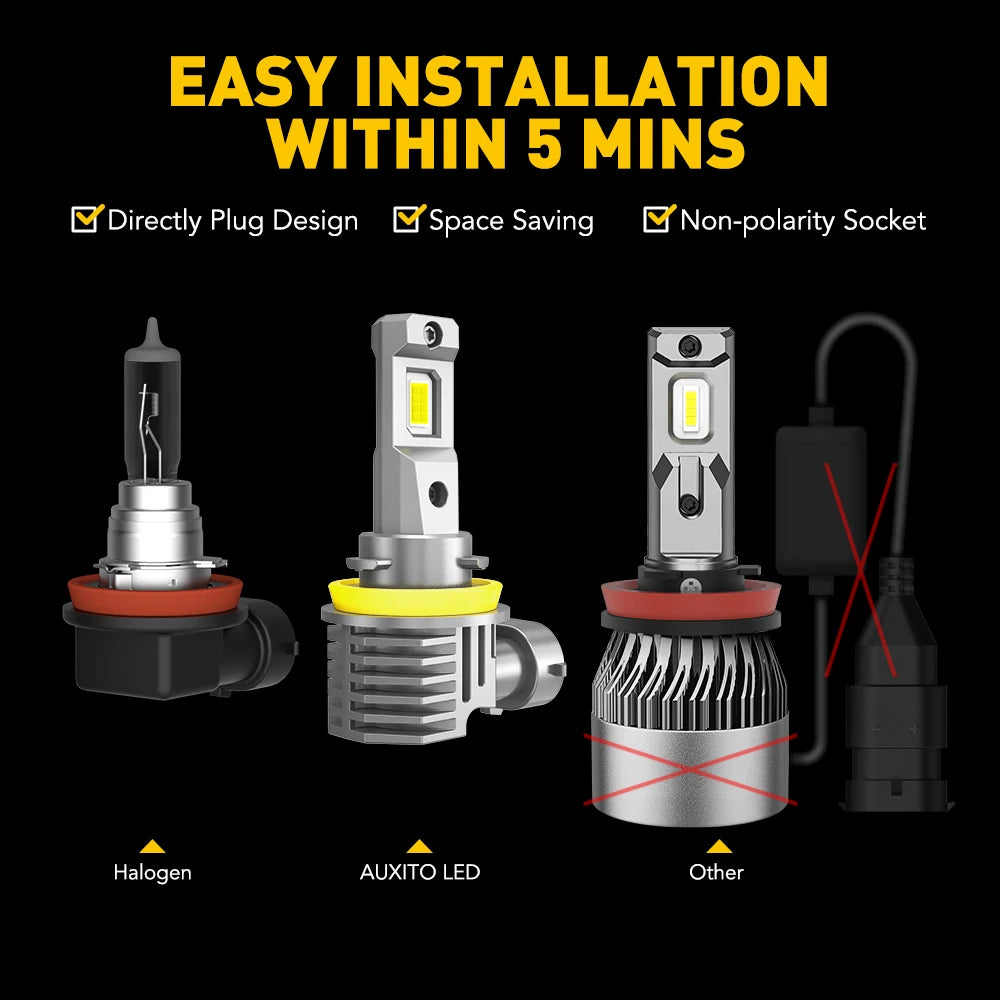 H8 H11 LED Headlight Bulb 16000LM - Super Bright 6500K