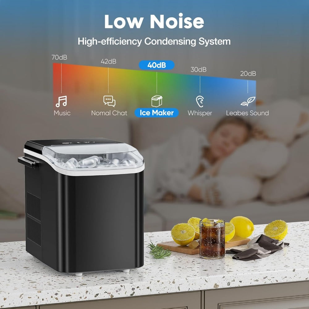 Portable Ice Maker - 9 Cubes in 6 Mins, 26.5lbs/Day