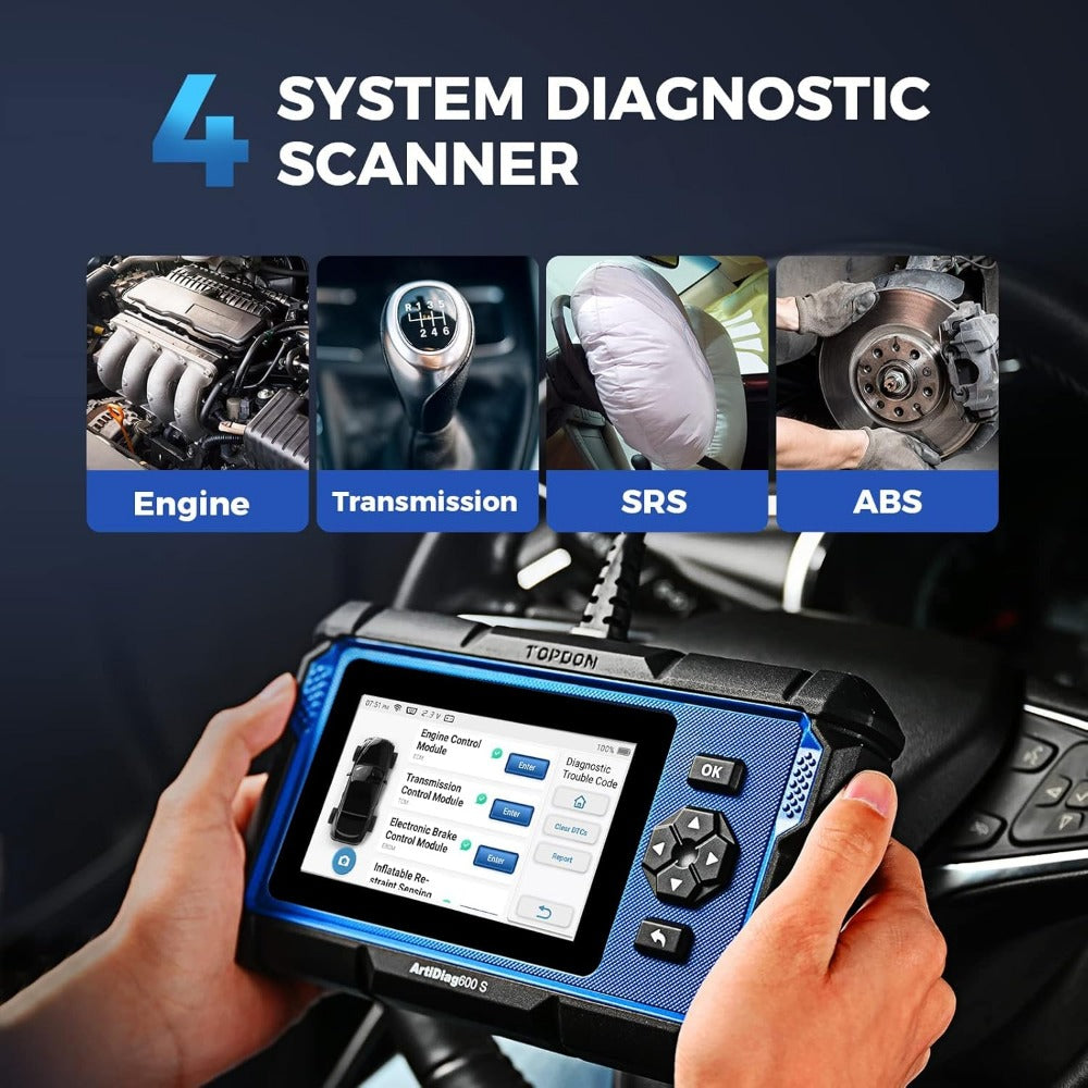 TOPDON AD600S OBD2 Scanner: 9 Resets, ABS/SRS/Engine Diagnostics