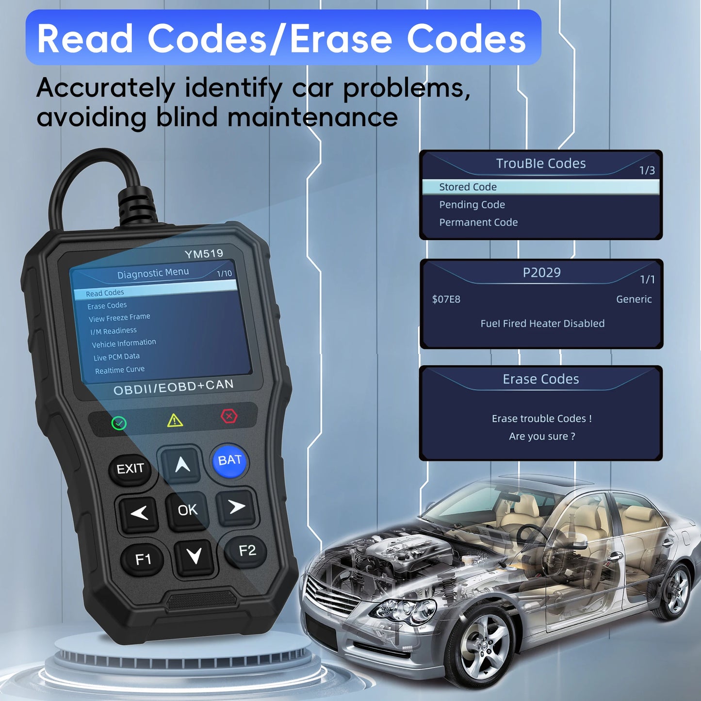 OBD2 Scanner Diagnostic Tool - Check Engine Code Reader