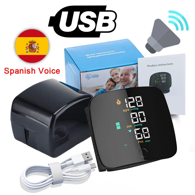 Rechargeable LED Wrist BP Monitor - Voice Broadcast