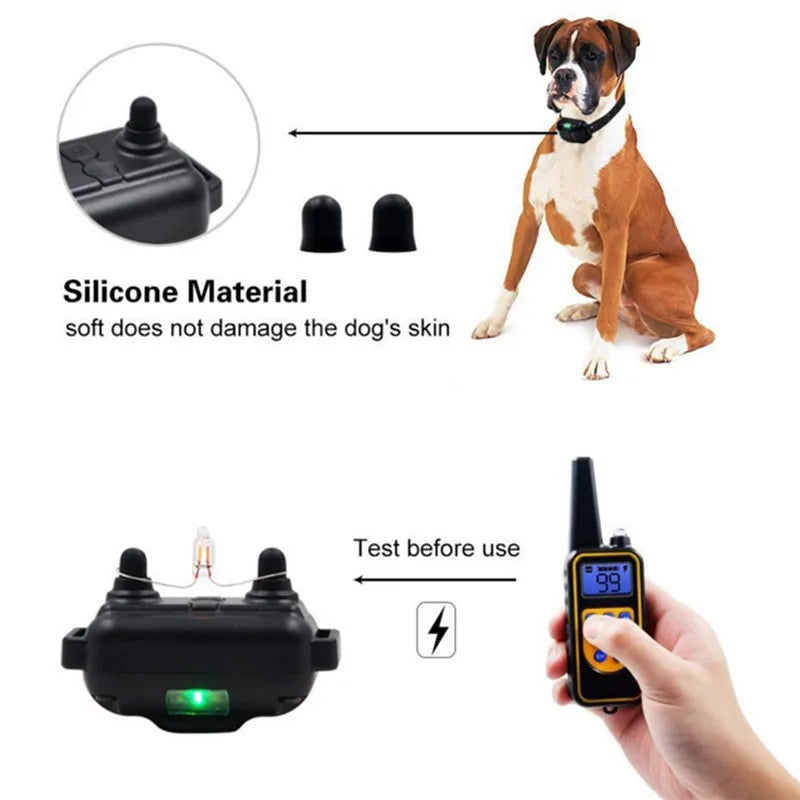 Rechargeable Dog Training Collar - 800m Remote, Waterproof