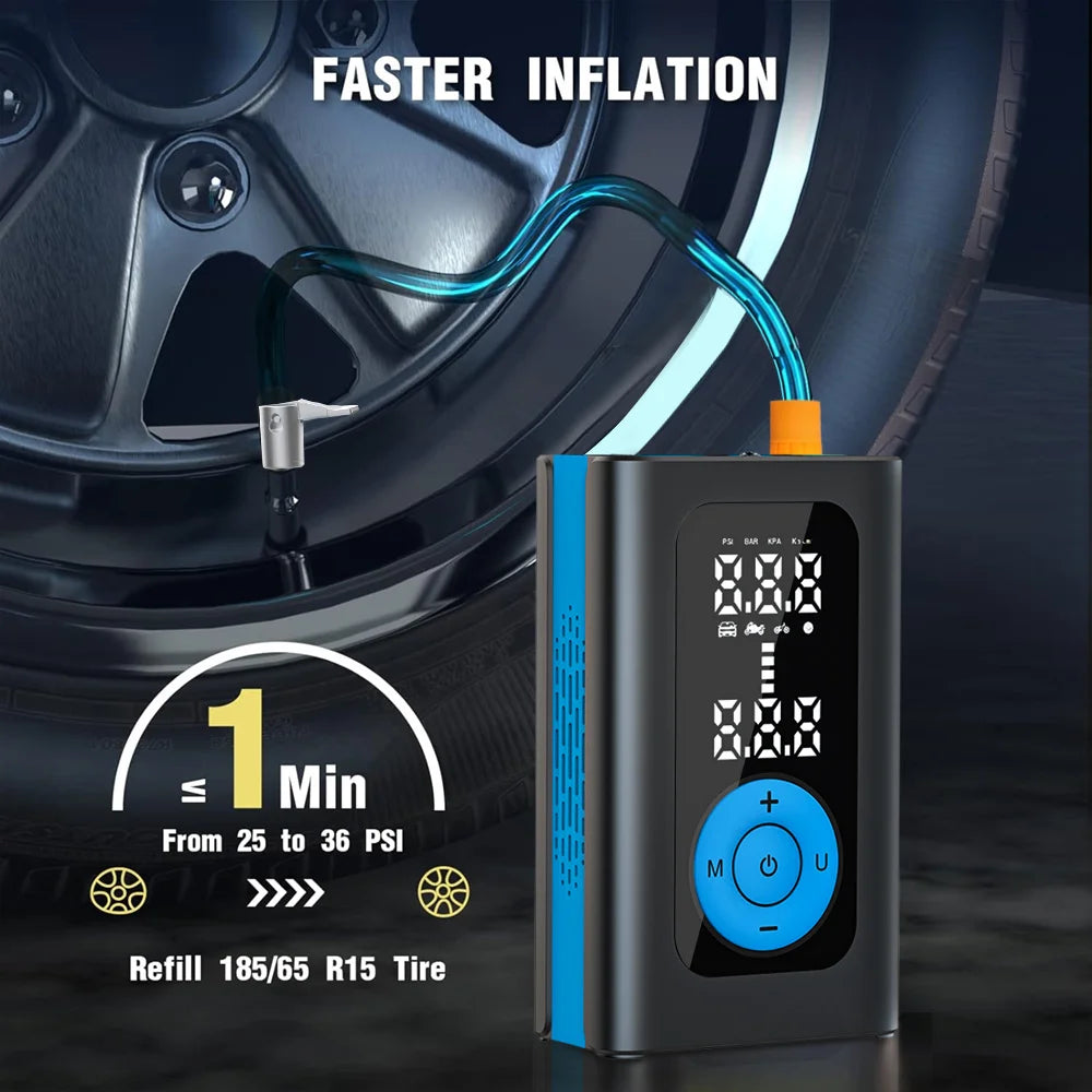 Portable Air Compressor: Mini Tire Inflator & Vacuum Pump