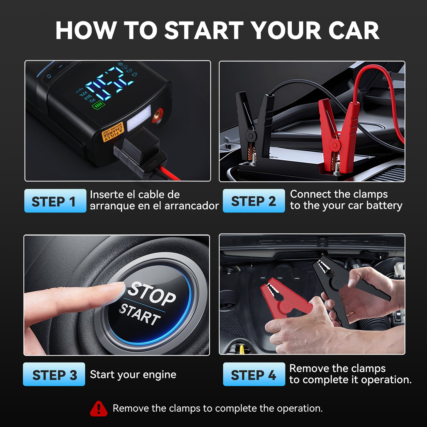 Car Jump Starter 8500A 4-in-1 Air Pump & Compressor 17800mAh
