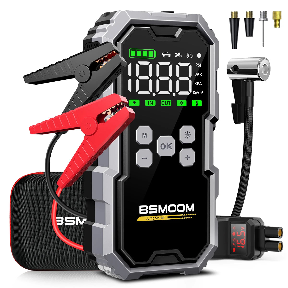 Car Jump Starter with Air Compressor and LCD Screen