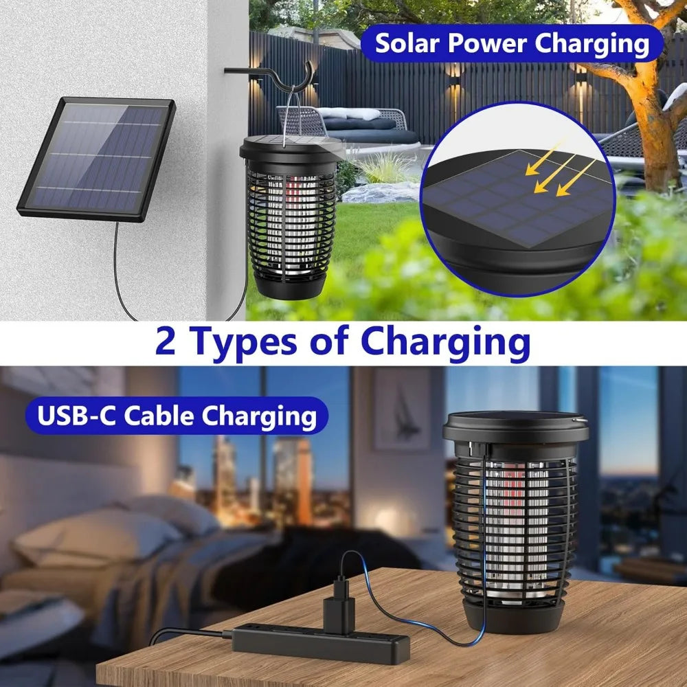 Solar Bug Zapper 4500V Mosquito Killer Lamp - Indoor/Outdoor