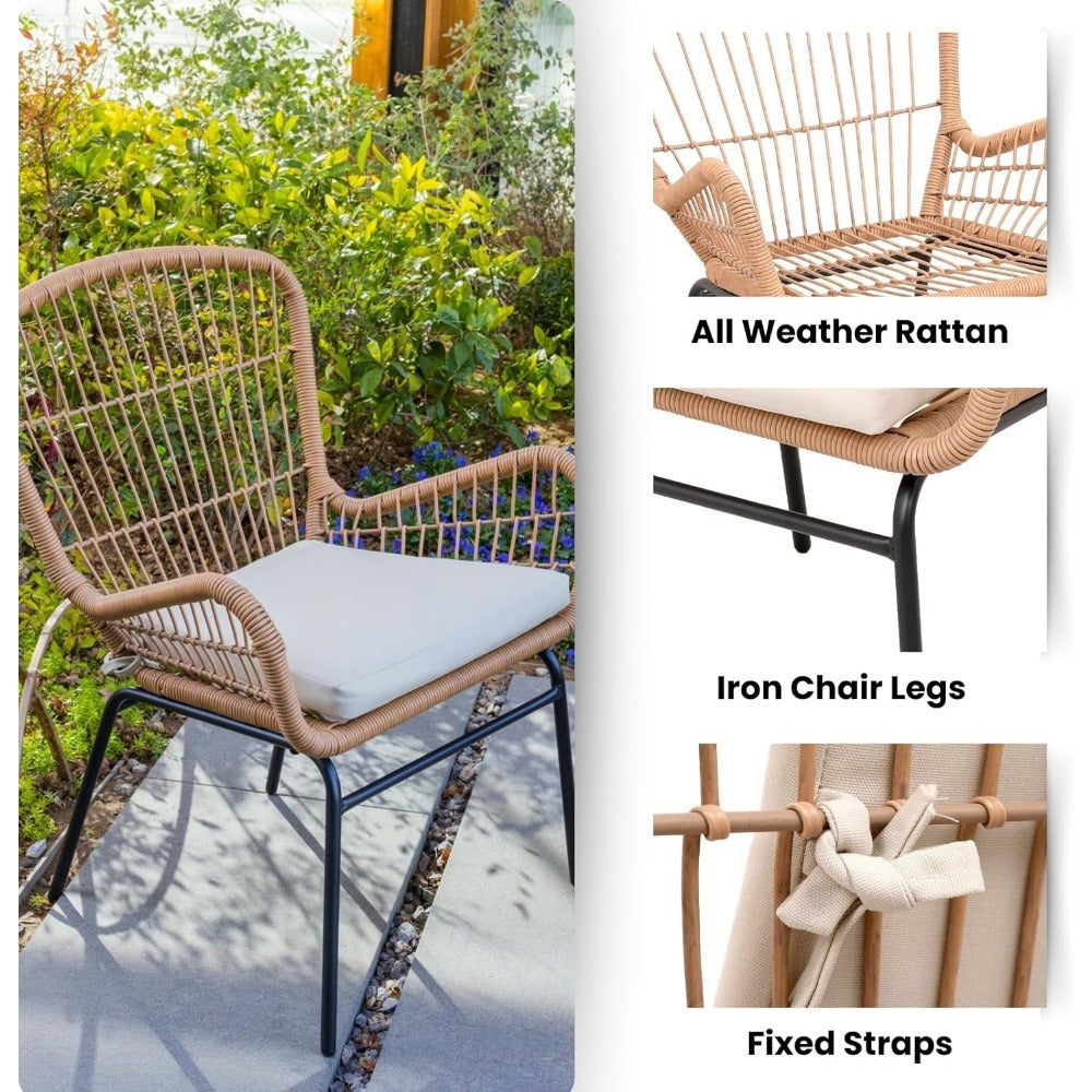 Outdoor Wicker Furniture: 3-Piece Rattan Patio Bistro Set