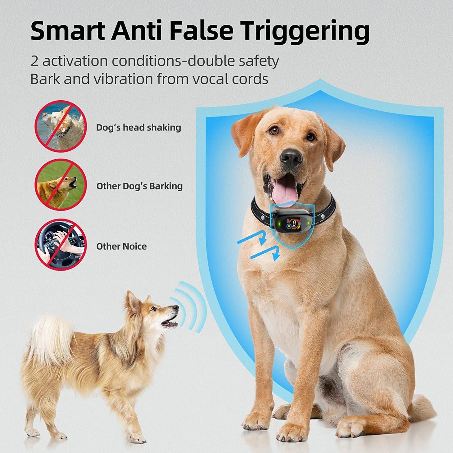 Anti Bark Collar: Rechargeable, Waterproof Dog Training Device