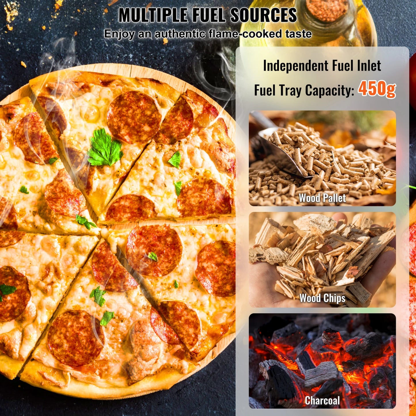Tri-Fuel Outdoor Pizza Oven with Pizza Stone