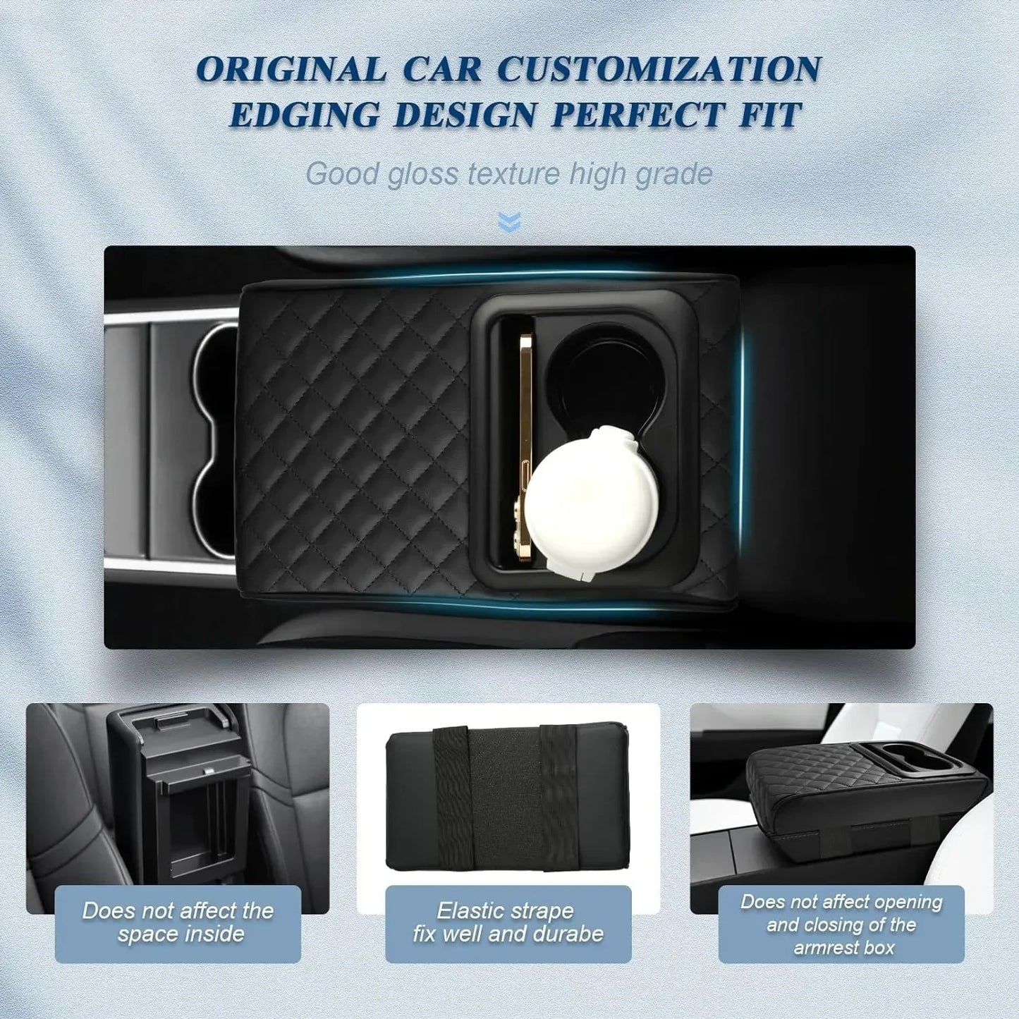 Car Console Cushion - Waterproof Armrest with Cup Holder