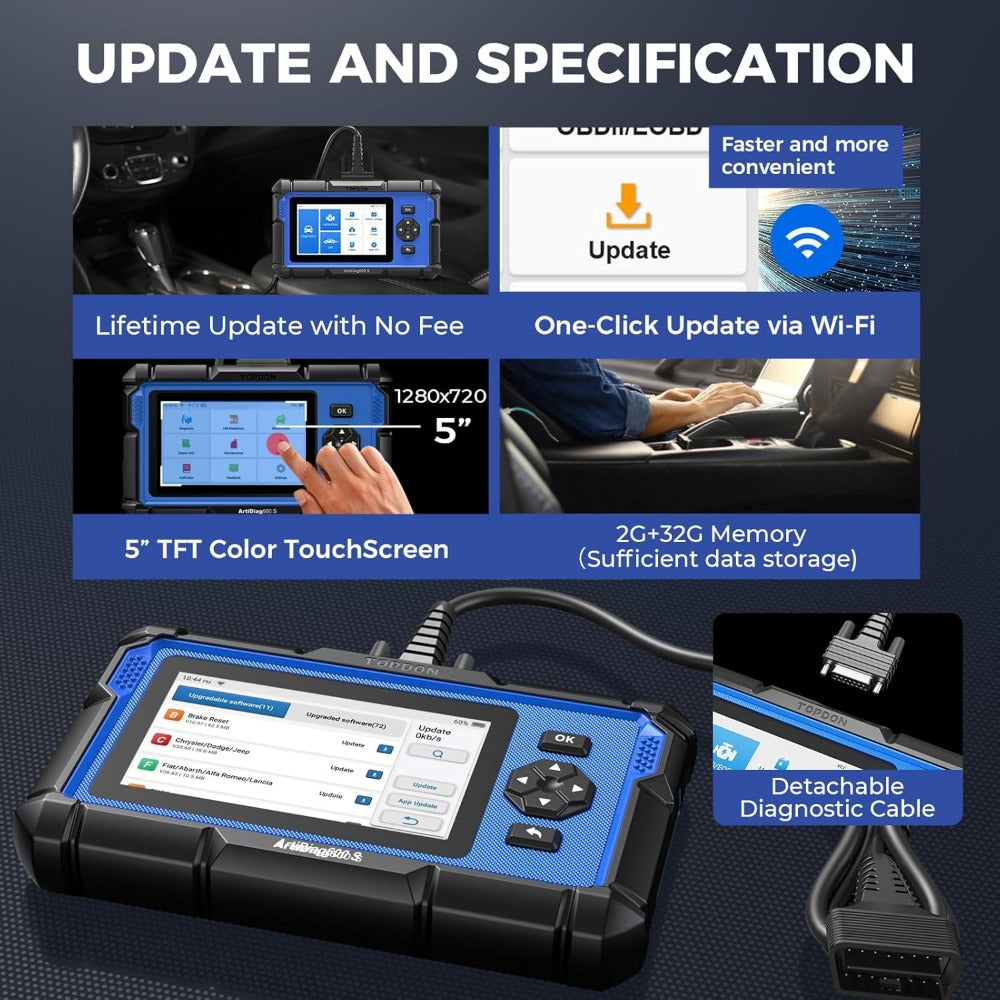TOPDON AD600S OBD2 Scanner: 9 Resets, ABS/SRS/Engine Diagnostics