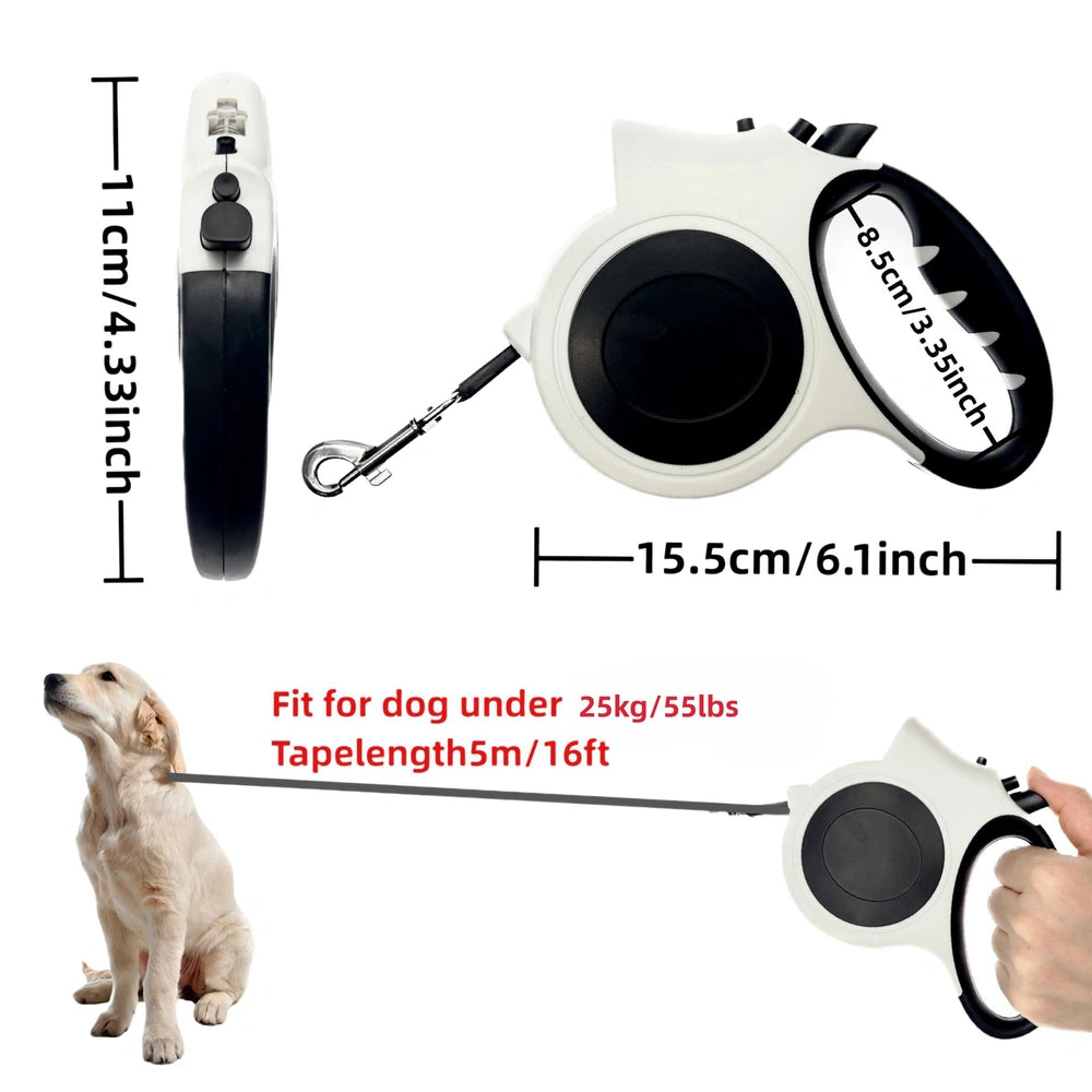 16ft LED Dog Leash - Retractable, Adjustable for Medium and Large Dogs