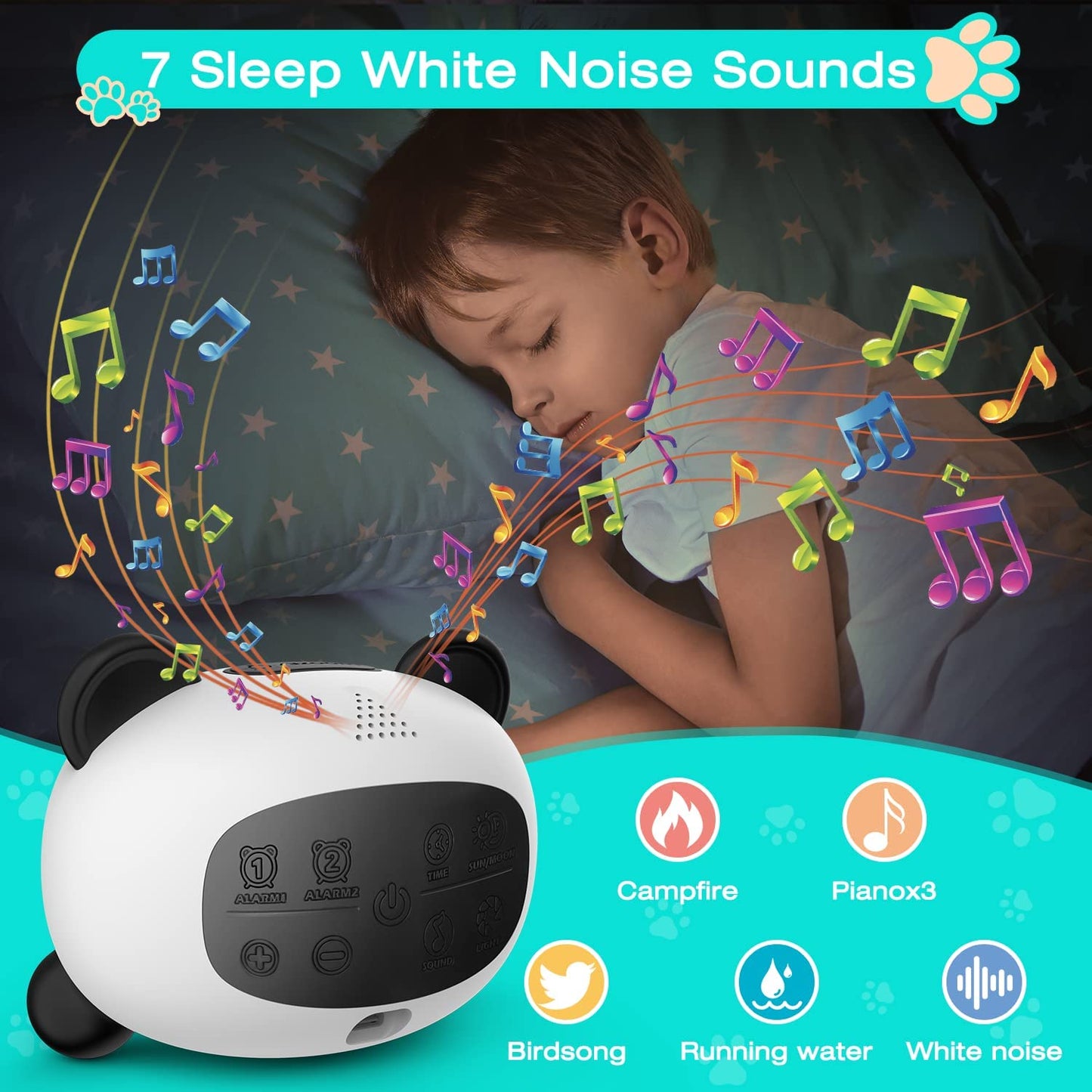Cute Panda LED Alarm Clock with Night Light & Sleep Trainer