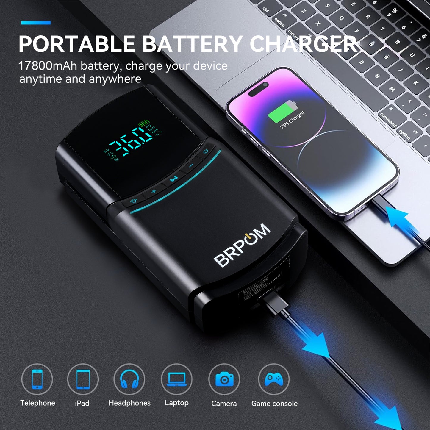 Car Jump Starter 8500A 4-in-1 Air Pump & Compressor 17800mAh