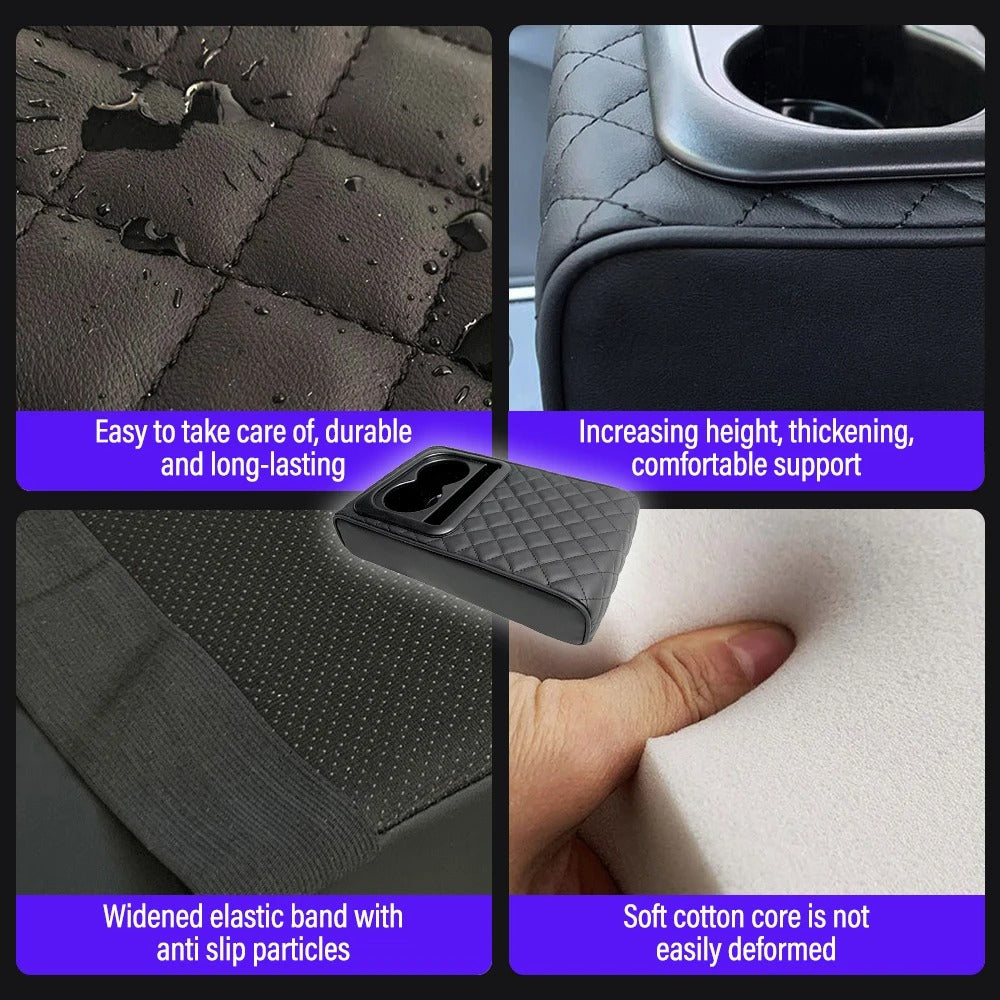 Car Console Cushion - Waterproof Armrest with Cup Holder