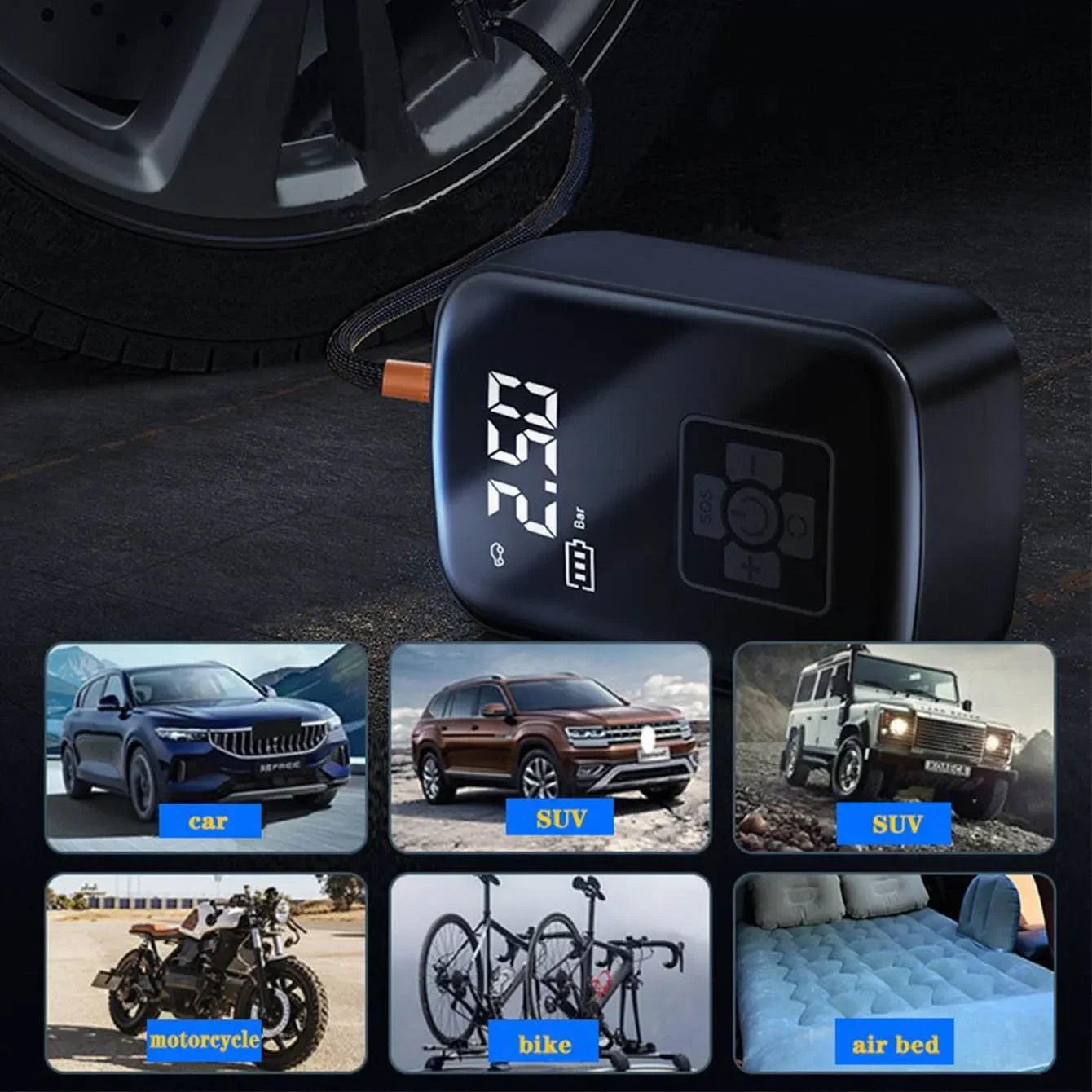 Wireless Car Air Compressor: Intelligent Digital Display
