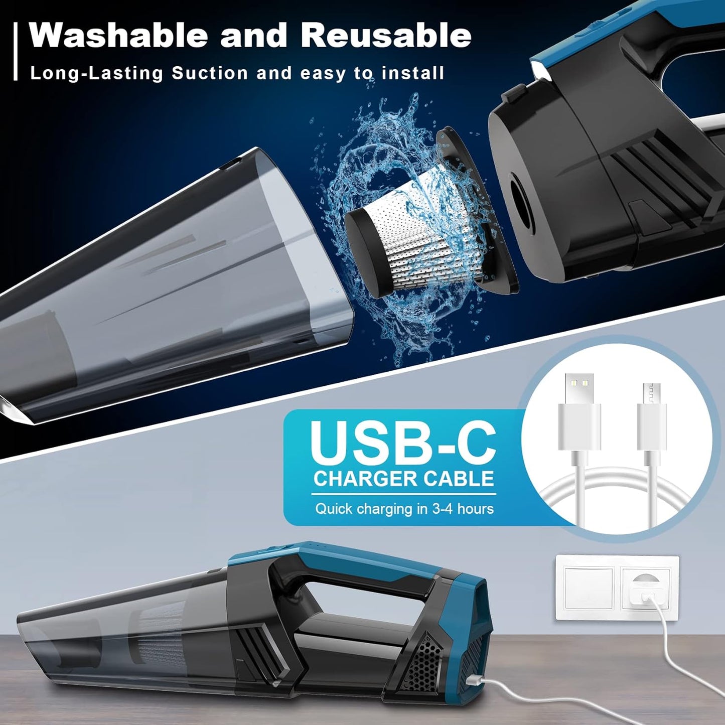 Cordless Car Vacuum: High Power Suction & LED Light