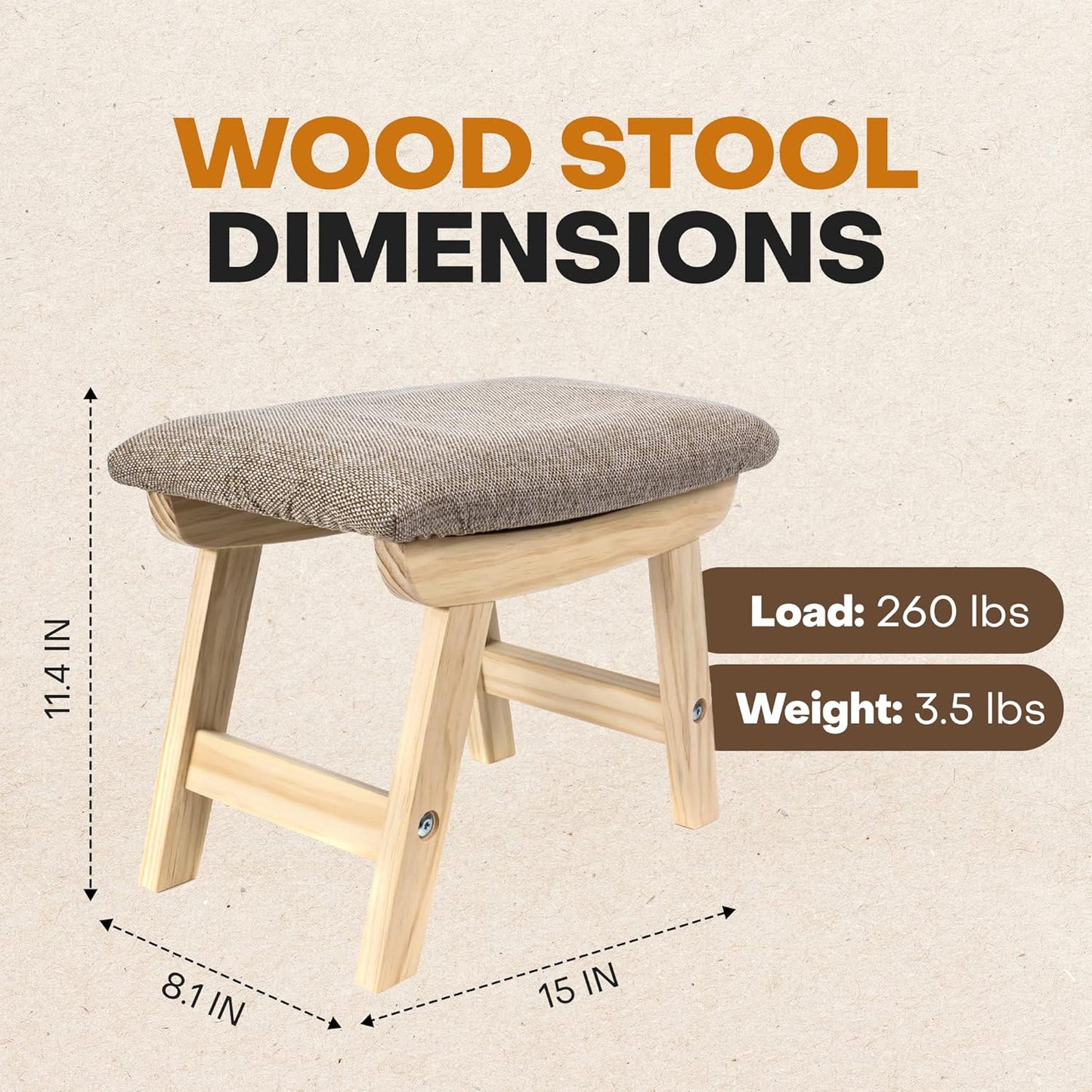 Vanity Seat - Step Foot Stool - Ottoman Foot Rest