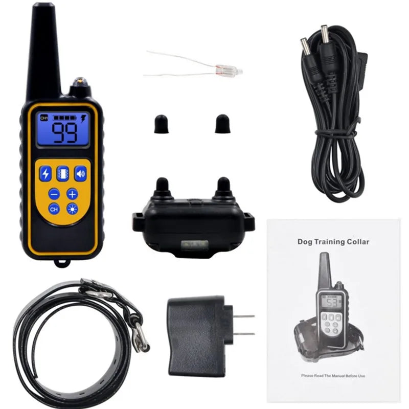 Rechargeable Dog Training Collar - 800m Remote, Waterproof