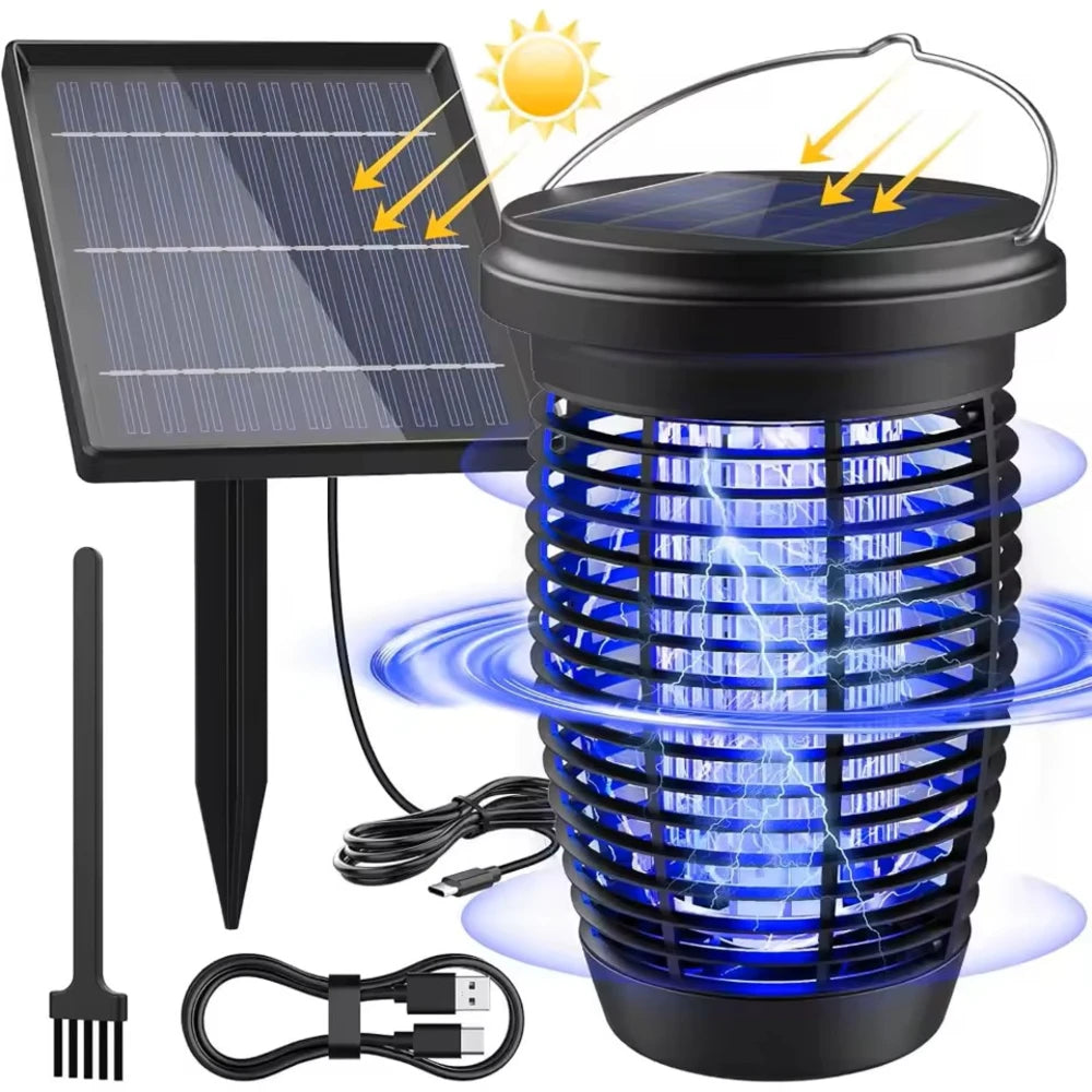 Solar Bug Zapper 4500V Mosquito Killer Lamp - Indoor/Outdoor