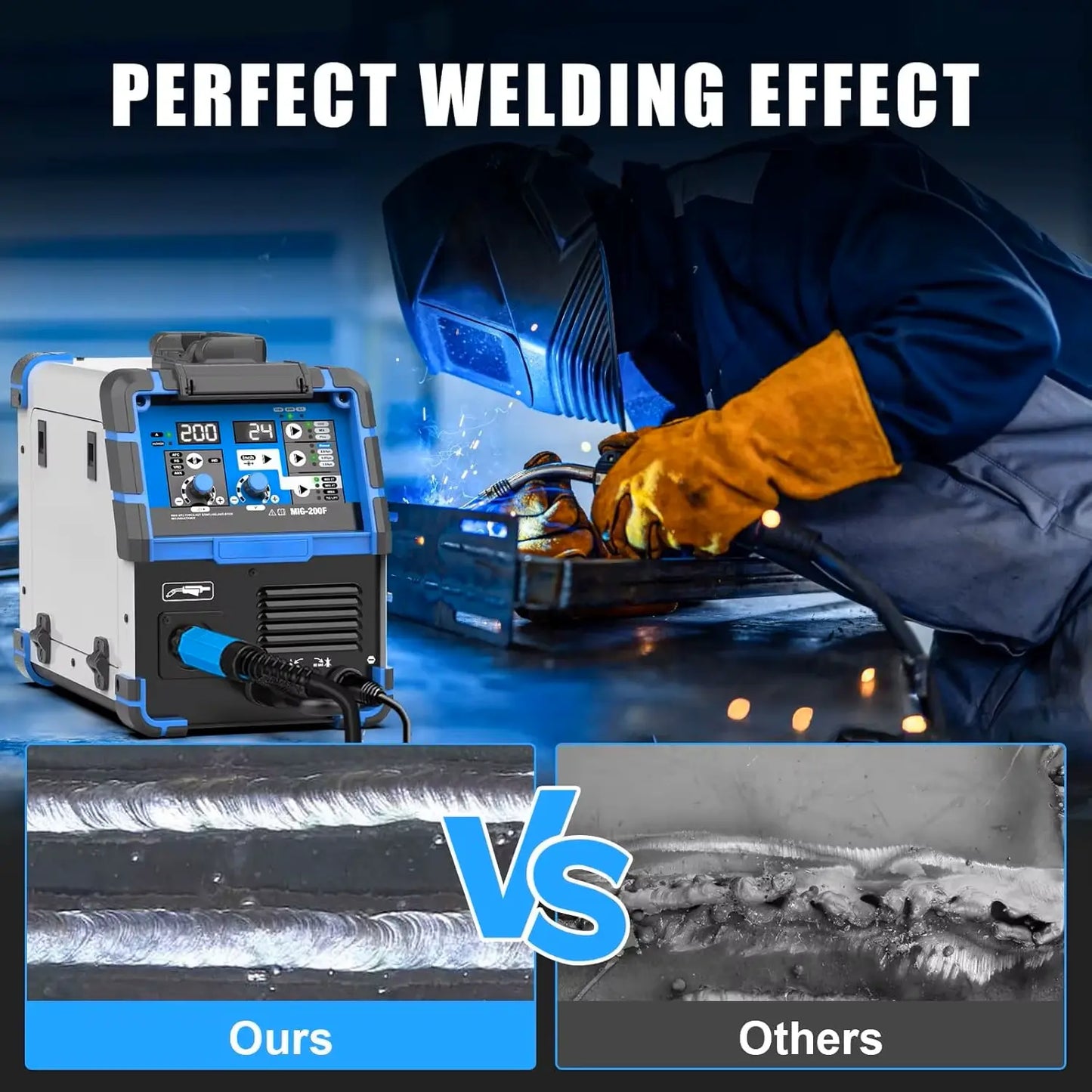 200A MIG Welder 110V/220V Dual Voltage 4-in-1 Gas Gasless TIG ARC