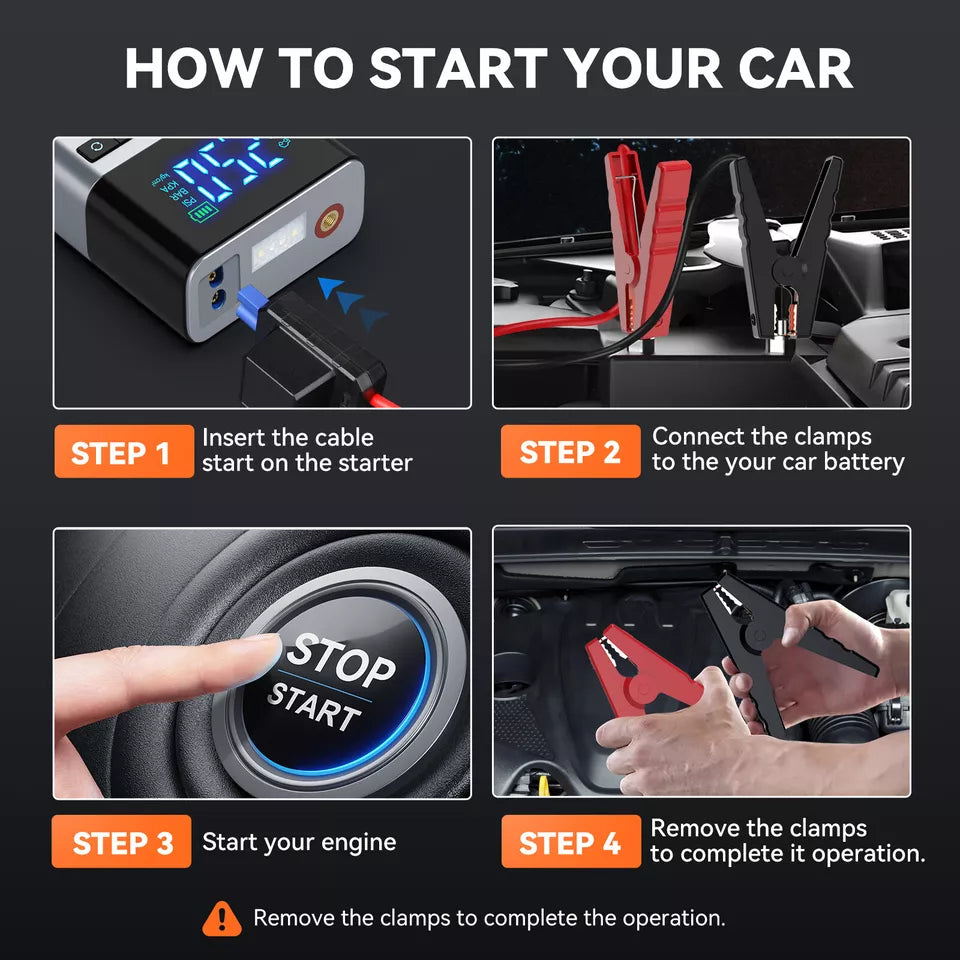 Car Jump Starter with Air Compressor and Portable Booster Charger