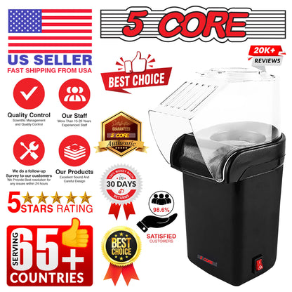 Popcorn Machine Hot Air Popper - Oil-Free, BPA-Free, 16 Cups