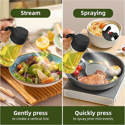 2-in-1 Olive Oil Dispenser – Oil Sprayer for Cooking & Baking with Brush