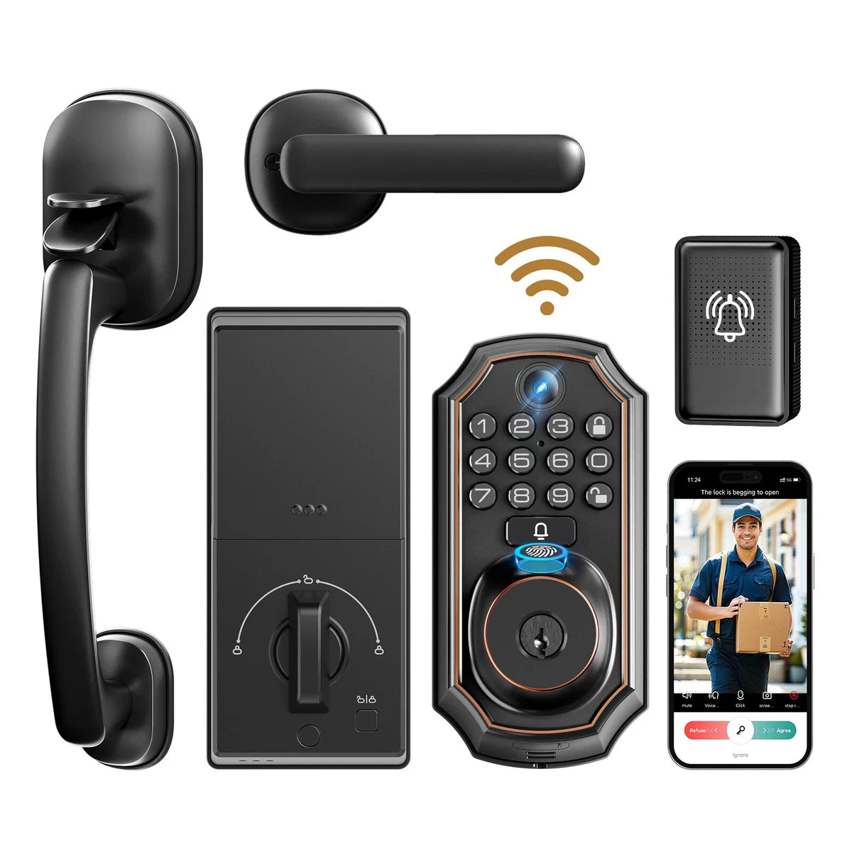 Smart WiFi Door Lock with Camera and Fingerprint Access